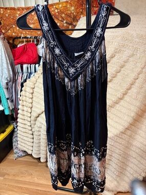 Advance Apparels 100% Cotton Embroidered Batik Midi Dress Boho Free Size
